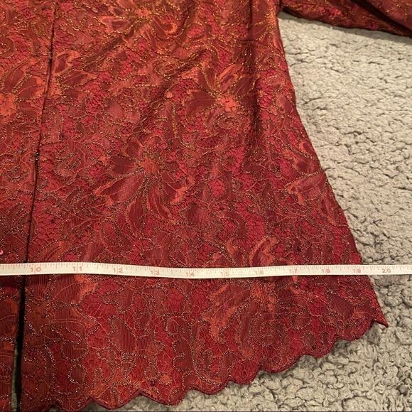 Lafayette 148 100% Silk Blazer W/ Lace Overlay Size 10 Woman’s Evening Wear - Picture 12 of 13